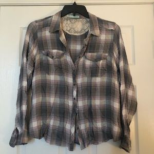 Purple and Grey Plaid Shirt
